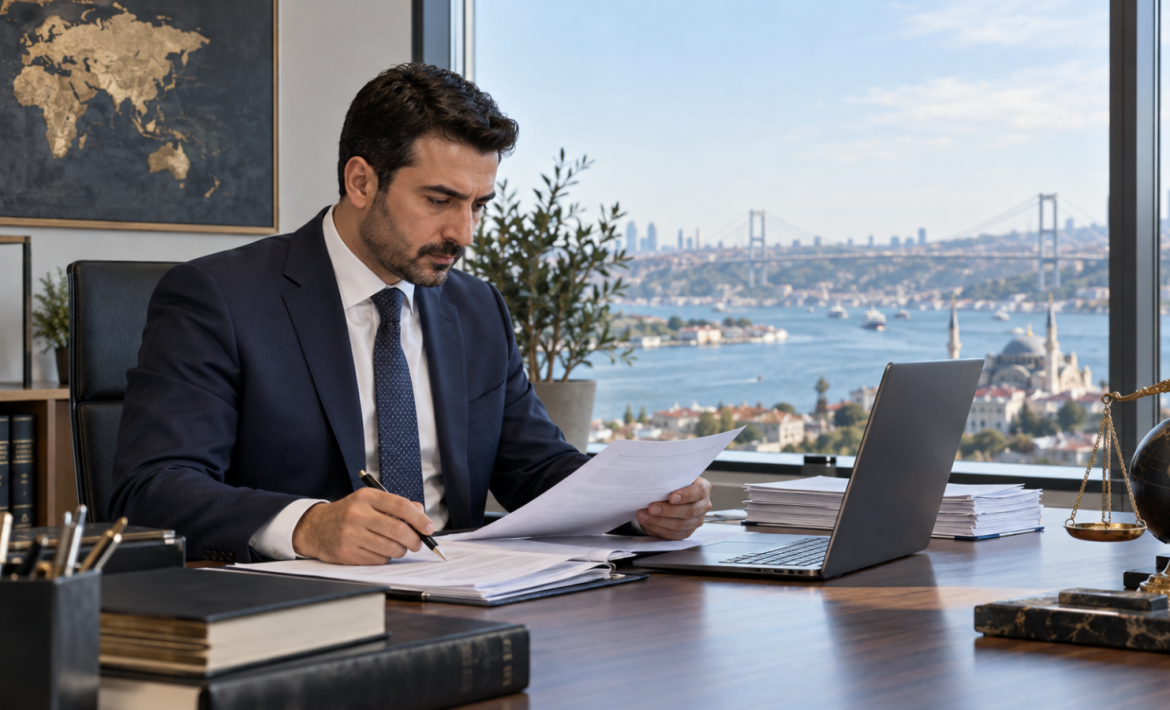 İstanbul ofisinde uluslararası yaptırım dosyalarını inceleyen avukat