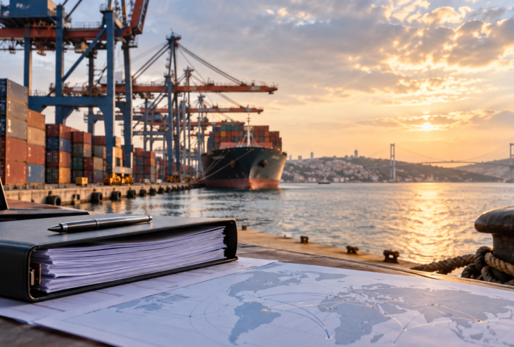 Türkiye’de OFAC yaptırımlarını simgeleyen uluslararası liman ve ticaret belgeleri